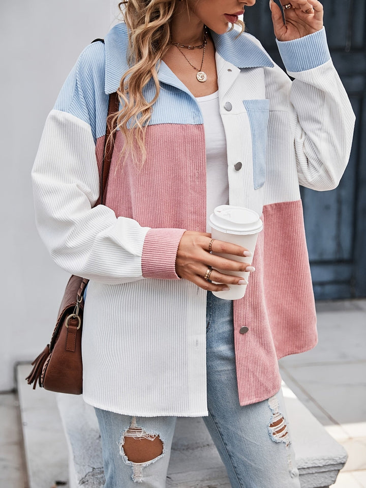 Colourful Blouse with Button Closure - Lina-Pink/Blue-S-The Livary