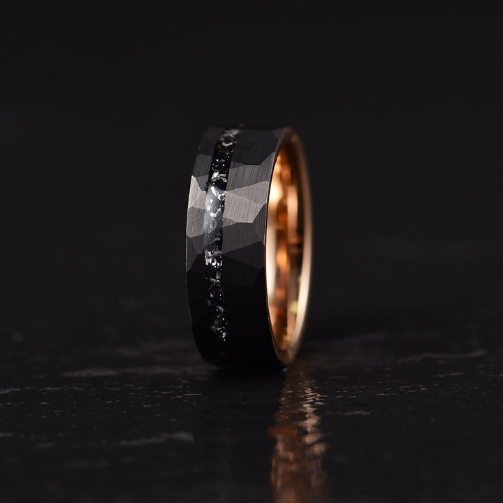 8mm Black Tourmaline Tungsten Carbide Ring - Ares-2.13 inches-The Livary