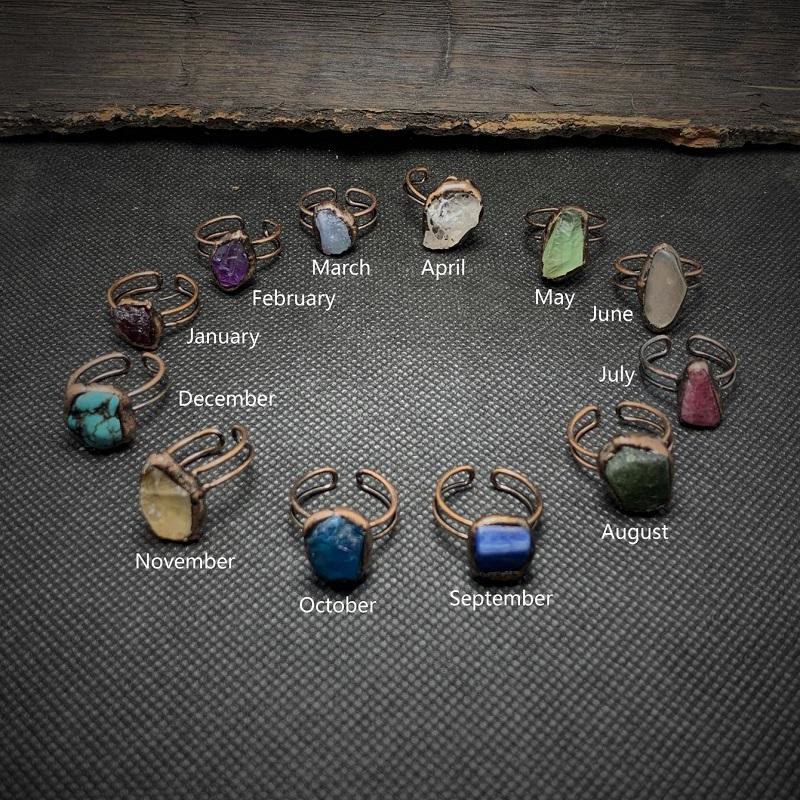 Natural Raw Birthstone Ring - Selina-January & Pomegranate-The Livary