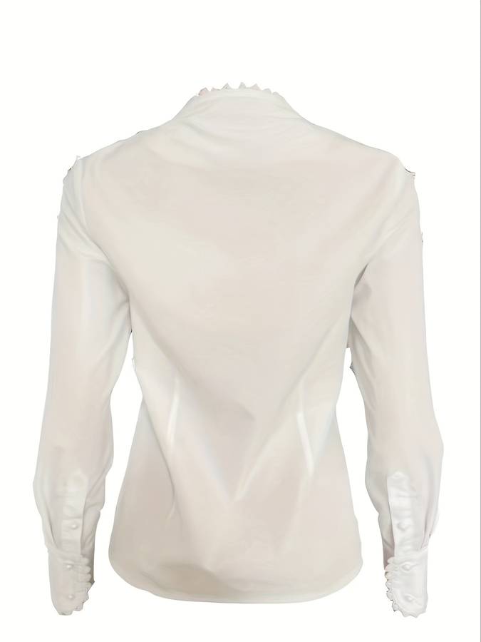 Chic White Women's Blouse with Gold Buttons – Isalie-S-The Livary