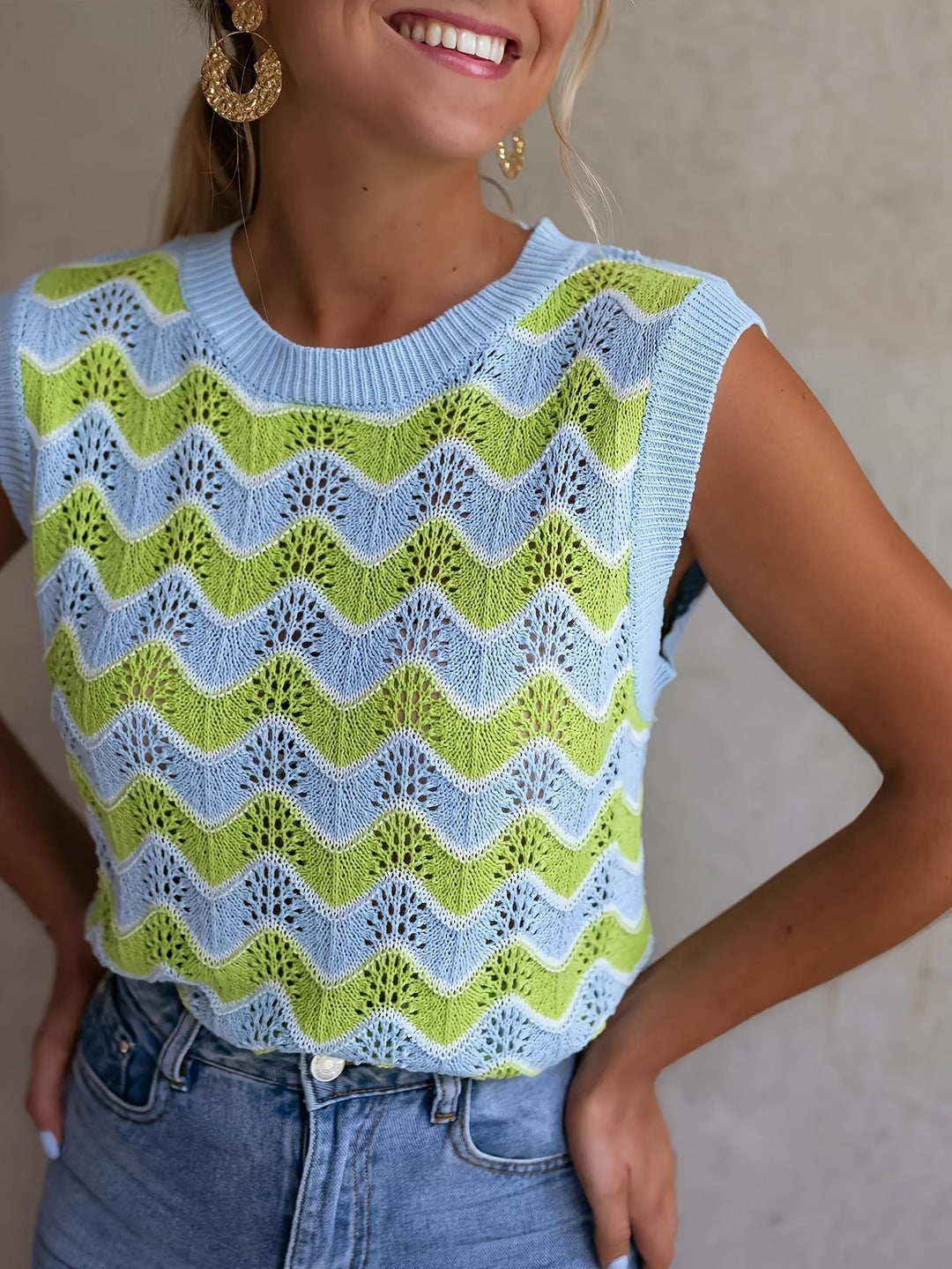 Trendy summer top in knit look | Buy 1, get 1 free - StrickGlow-S-The Livary