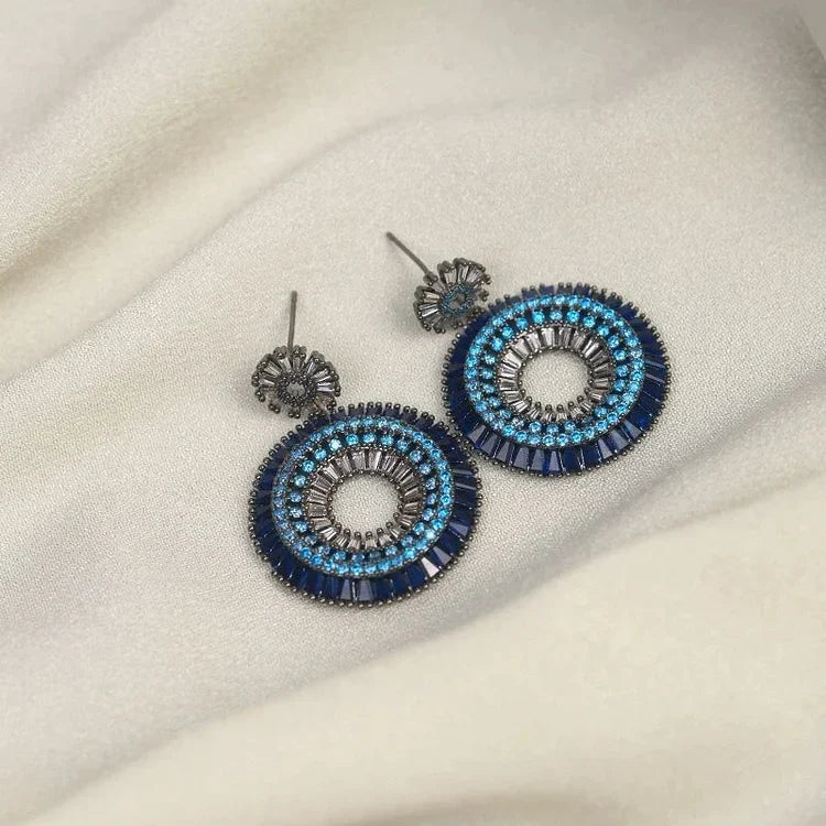 Silver Evil Eye Earrings - Layla-The Livary