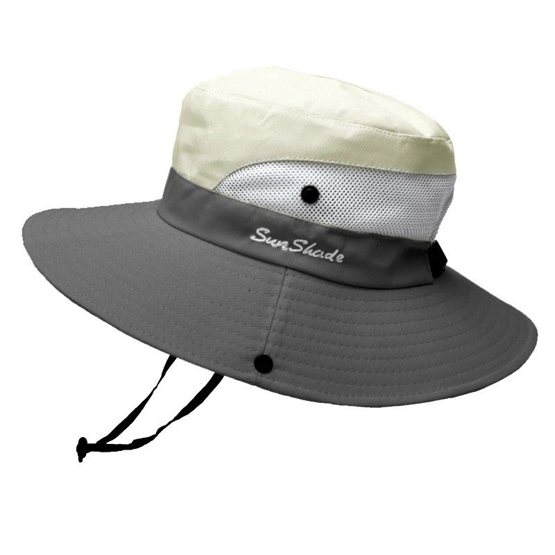 Stylish women's UV protection sun hat with a wide brim – Livia-Beige-The Livary