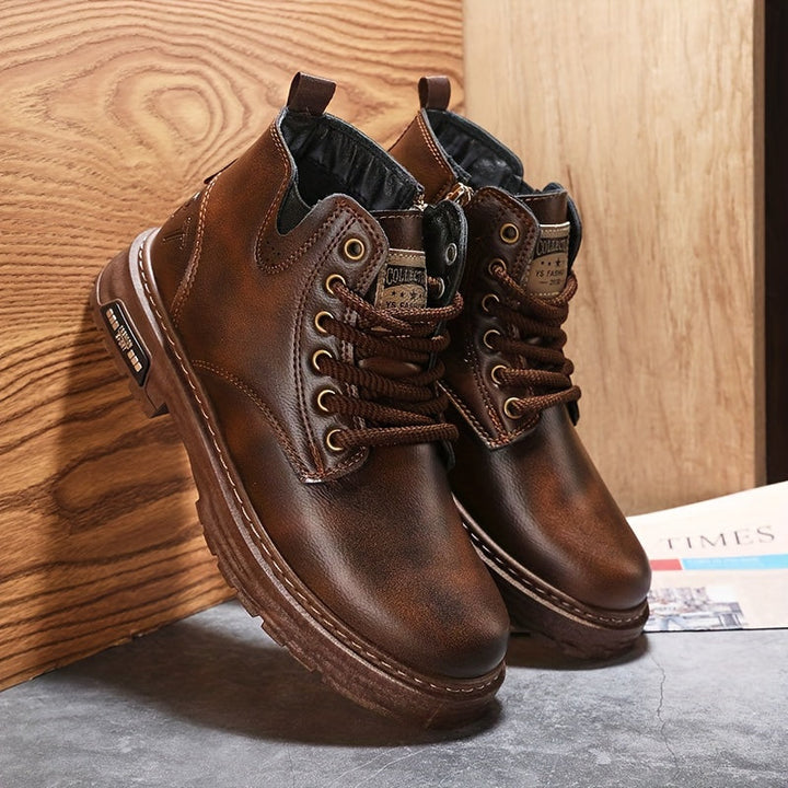 Warm and Stylish Lace-up Boots for Men - Arvo-Dark brown-5-The Livary