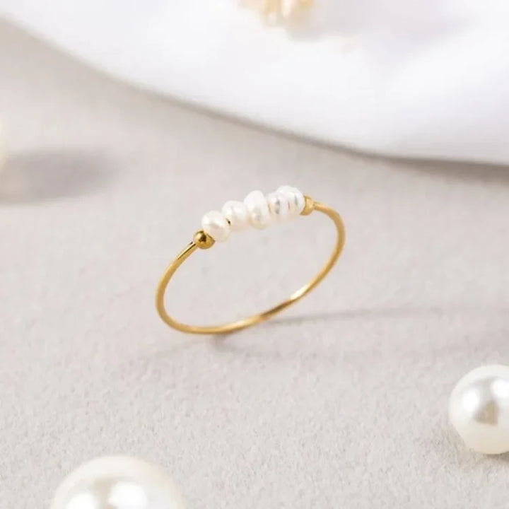 Classic Gold Pearl Ring - Sophie-5-The Livary