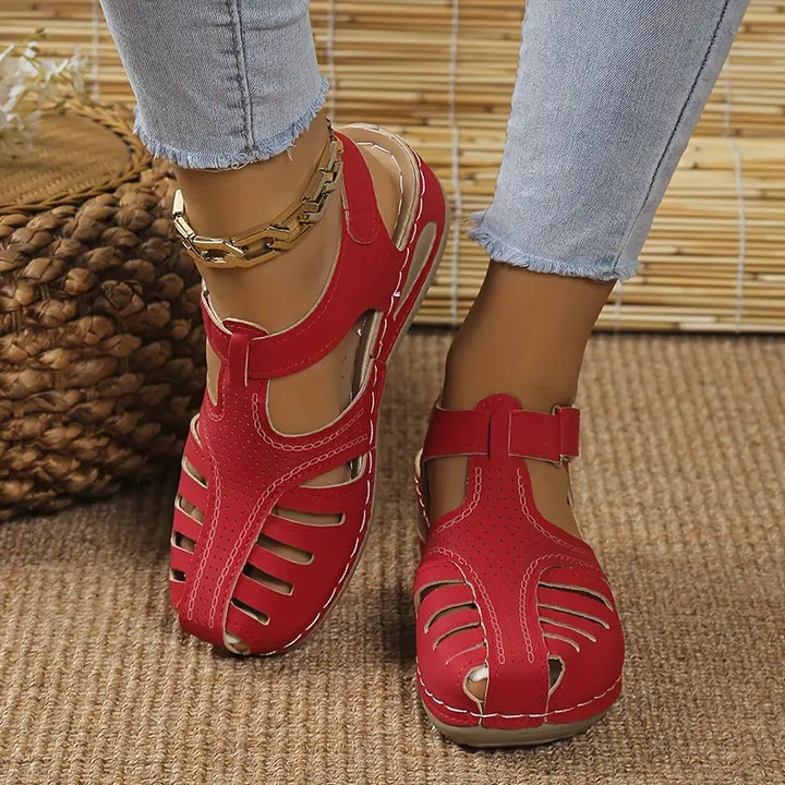 Trendy women's comfort sandals with orthopedic support – Mirella-Red-3-The Livary