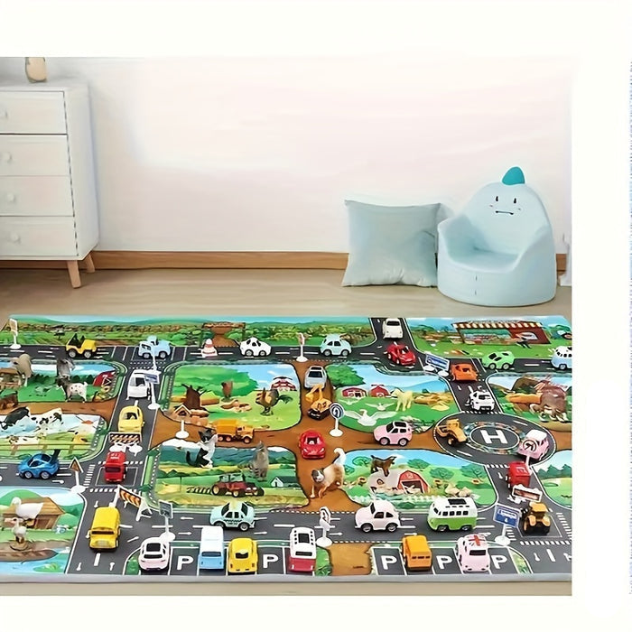 Children's Play Mat with Farm and Traffic Theme - DuoPlay-The Livary