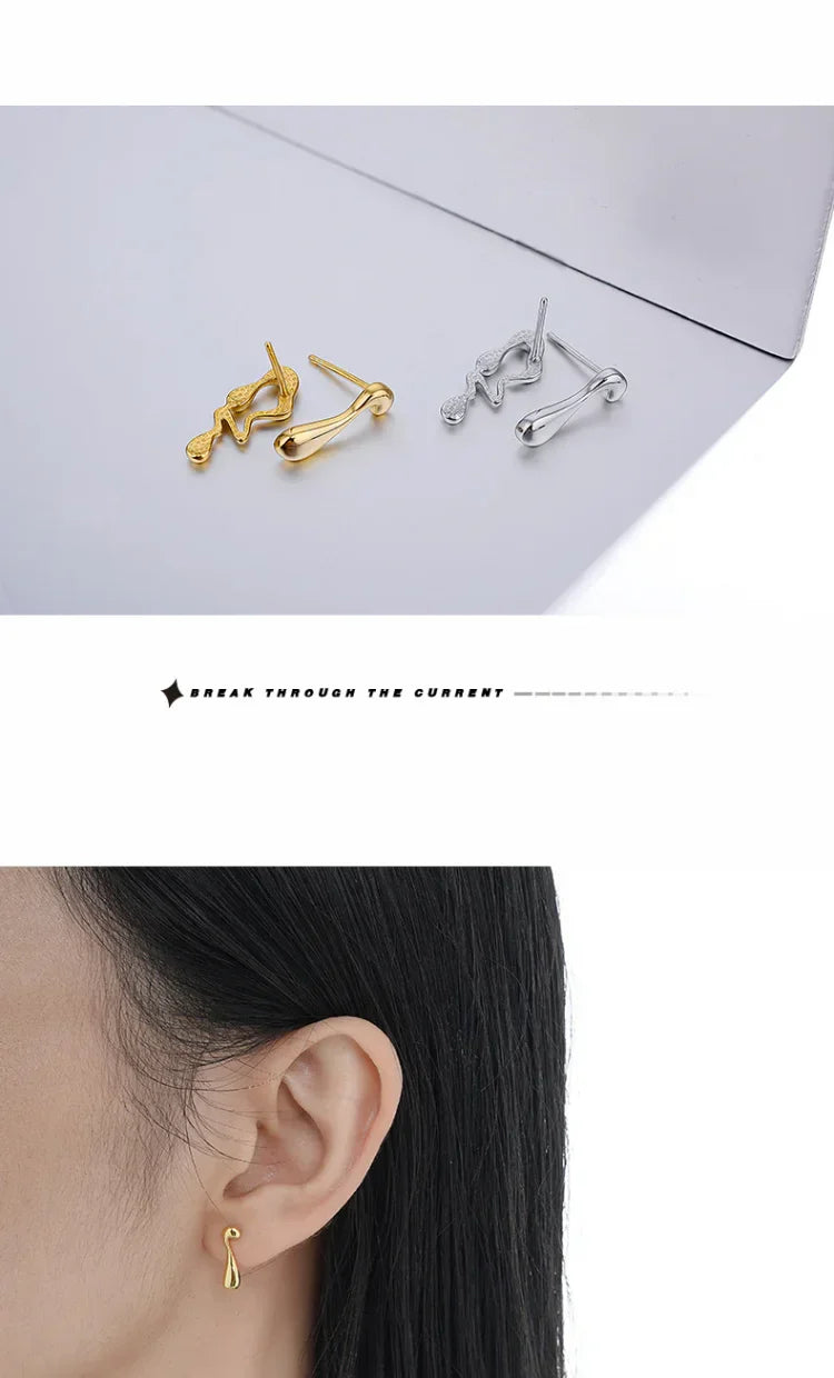 Water Droplet Earrings - Livia-Silver-The Livary