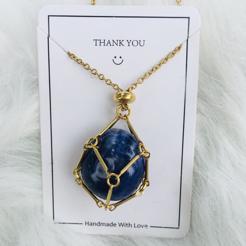 Small Natural Crystal Stone Bracelet Necklace - Iris-Lapis Lazuli-Gold-The Livary