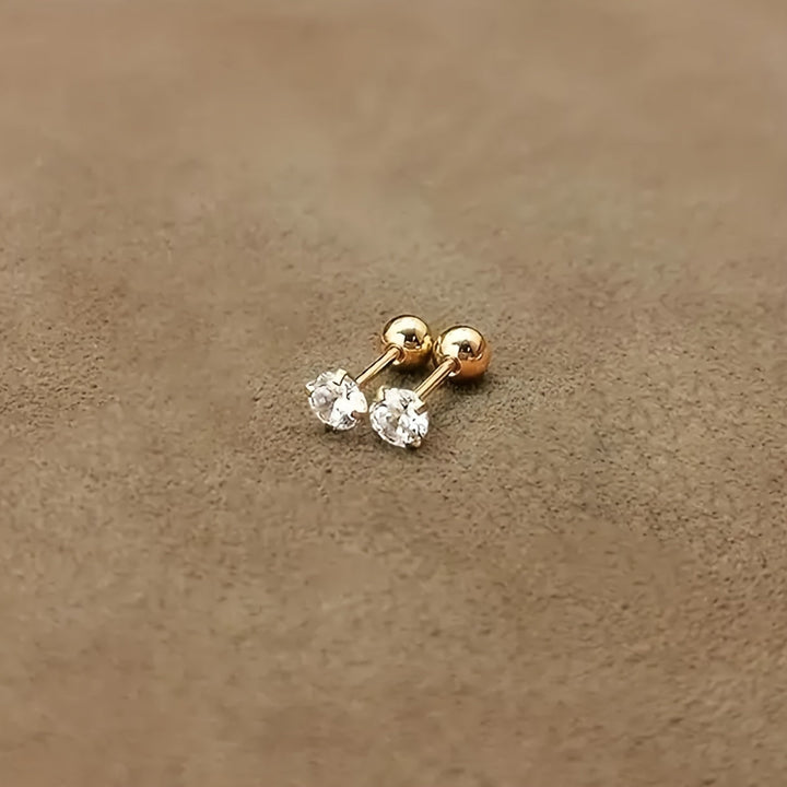 Stylish Zirconia Stud Earrings made of Titanium Steel - Lumen-0.16 IN 1 Pair-The Livary