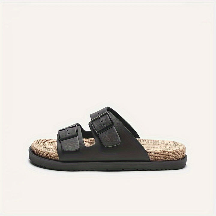 Stylish men's summer slip-ons with adjustable straps - GripStep-Black-6.5-The Livary
