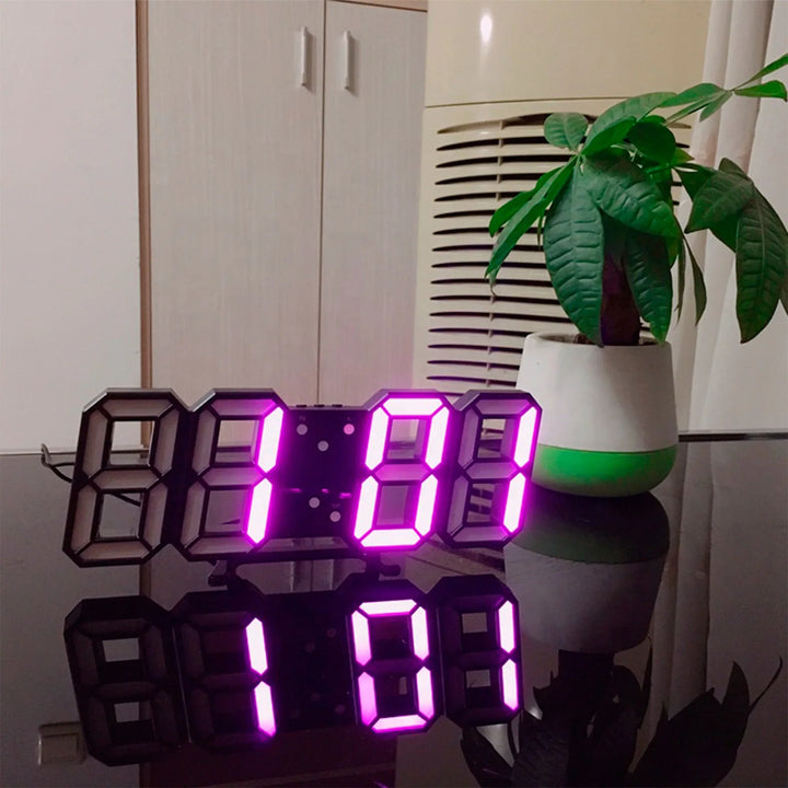 3D LED Wall Clock with Dimmable Lighting – Timora-Pink-The Livary