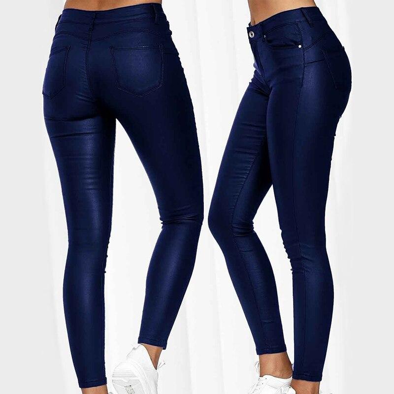 Leather stretch trousers with a high waist - Raffaela-Black-S-The Livary