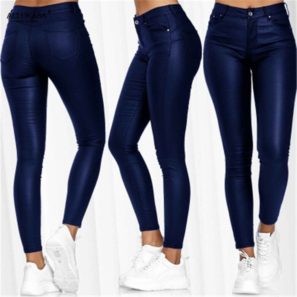Leather stretch trousers with a high waist - Raffaela-Black-S-The Livary