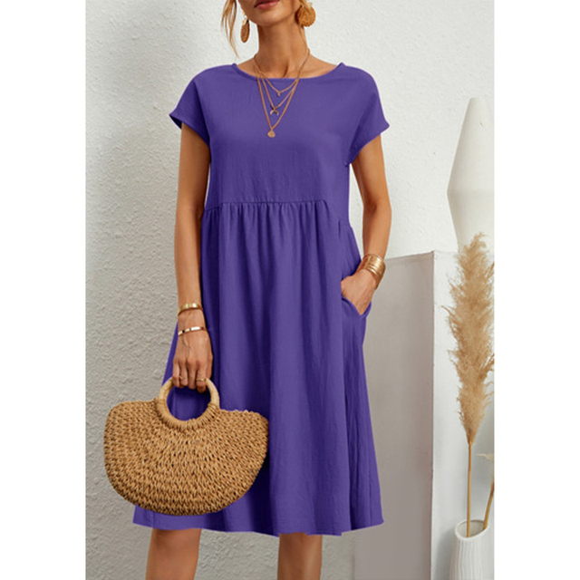 A-Line Jersey Midi Dress - Elise-Purple-S-The Livary