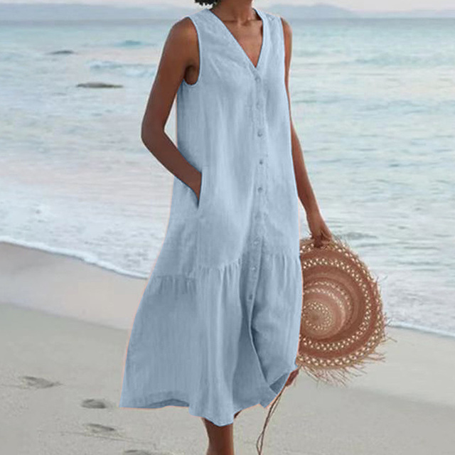 Casual Summer Dress - Liora-Blue-S-The Livary