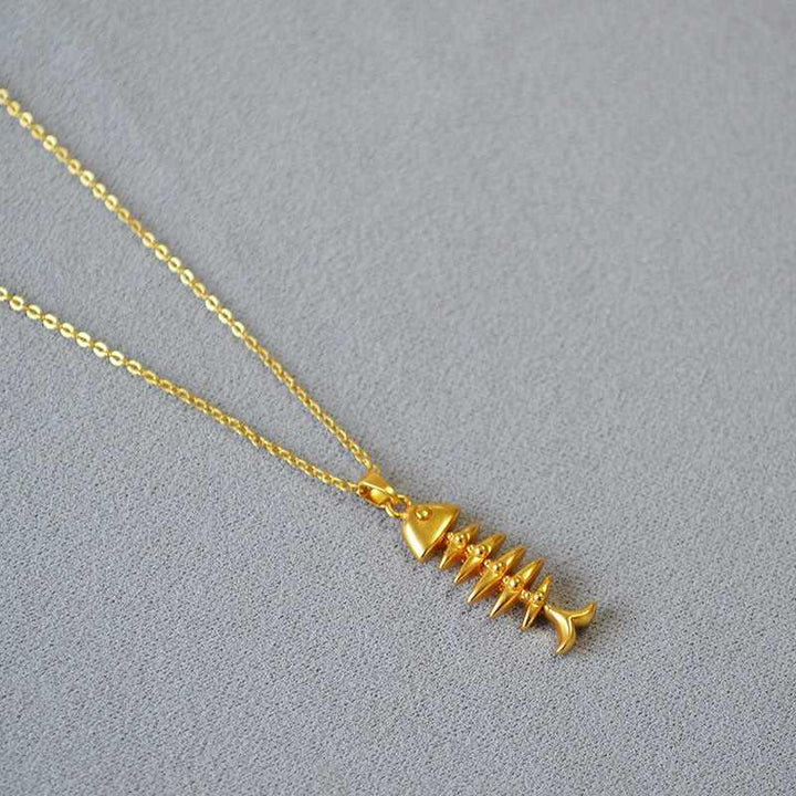 Gold Fishbone Necklace - Noelle-The Livary