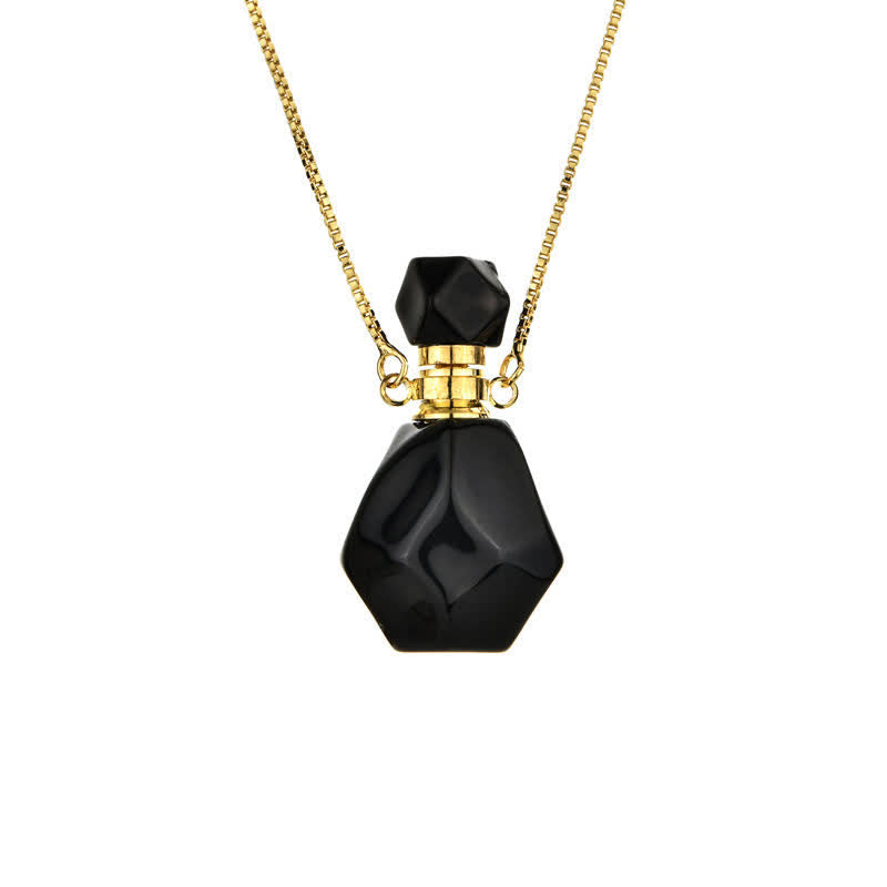 Crystal Perfume Bottle Necklace - Iris-Obsidian-The Livary
