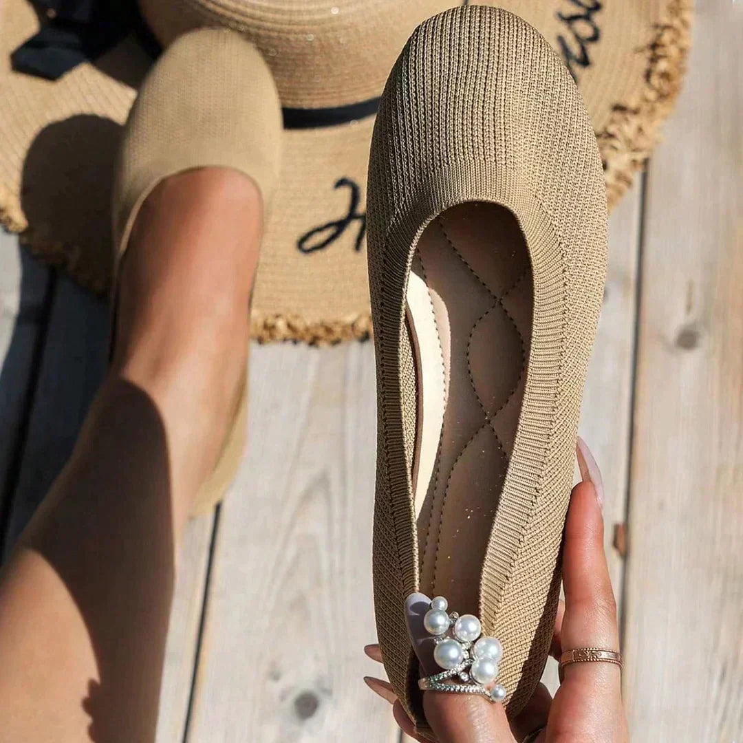 Orthopaedic ladies' ballerinas with comfort sole & classic design – Mia-Camel-3.5-The Livary