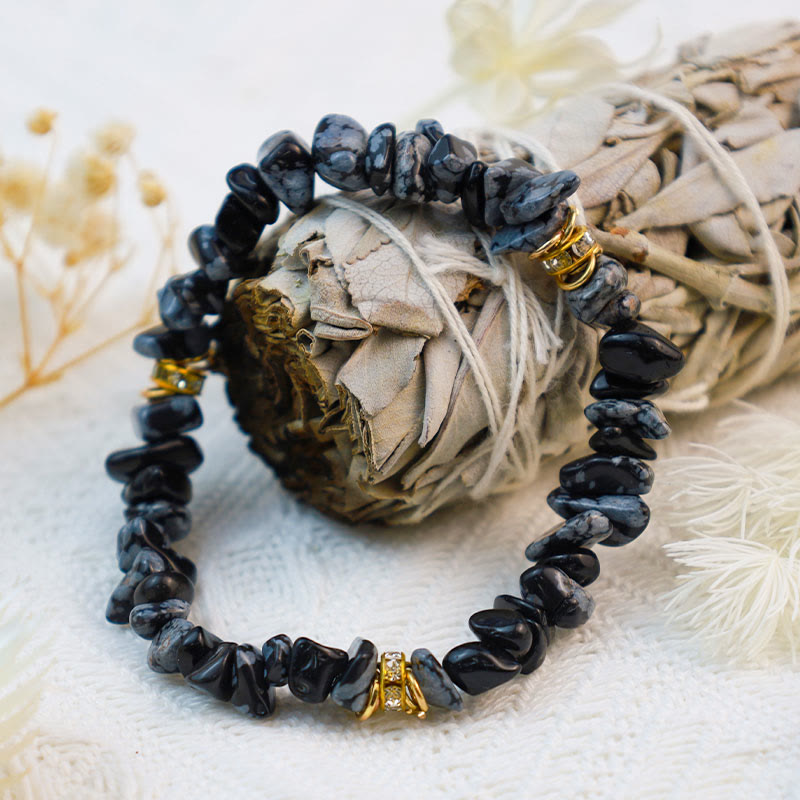 Stylish Natural Stone Crystal Beads Bracelet - Celine-White Turquoise-The Livary
