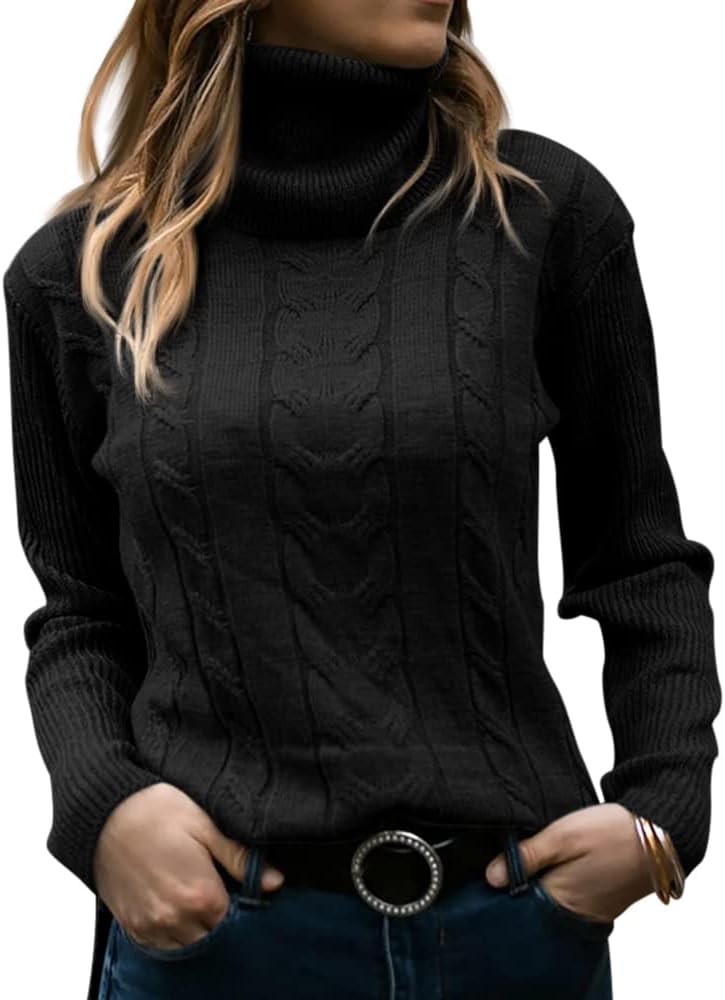 Stylish Knitted Women's Turtleneck - Denise-Black-S-The Livary