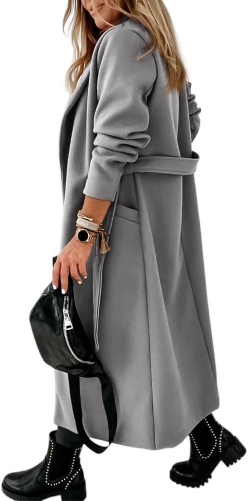 Ladies Classic Coat with Notched Collar and Open Front – Paulina-Olive green-S-The Livary