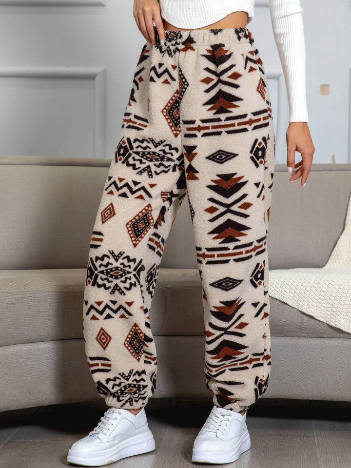 Warm Sweatpants with Aztec Print - Amira-S-The Livary