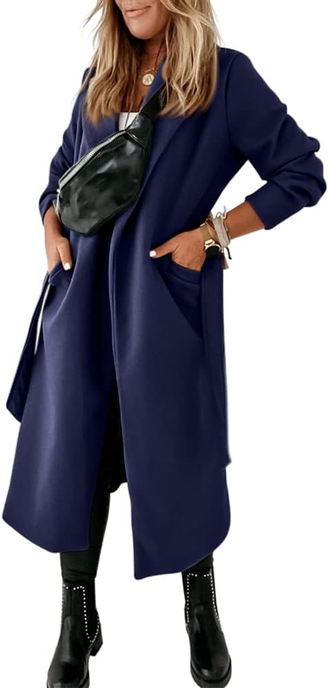 Ladies Classic Coat with Notched Collar and Open Front – Paulina-Olive green-S-The Livary