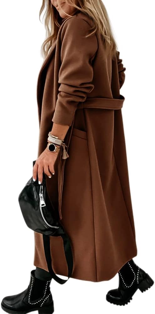 Ladies Classic Coat with Notched Collar and Open Front – Paulina-Olive green-S-The Livary