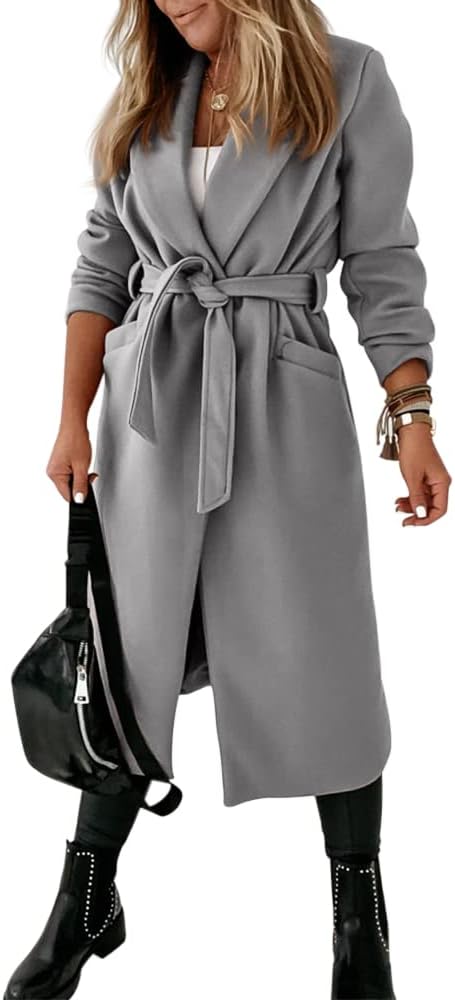Ladies Classic Coat with Notched Collar and Open Front – Paulina-Olive green-S-The Livary