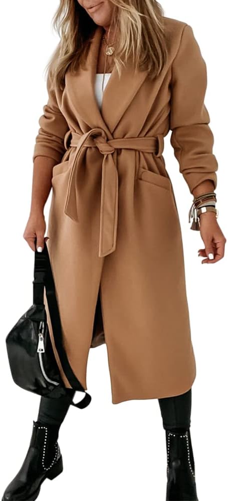 Ladies Classic Coat with Notched Collar and Open Front – Paulina-Olive green-S-The Livary