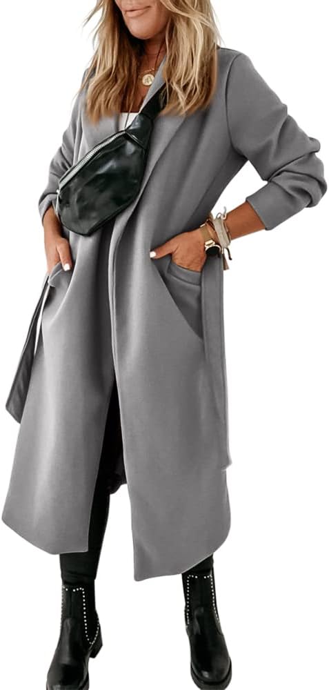 Ladies Classic Coat with Notched Collar and Open Front – Paulina-Olive green-S-The Livary