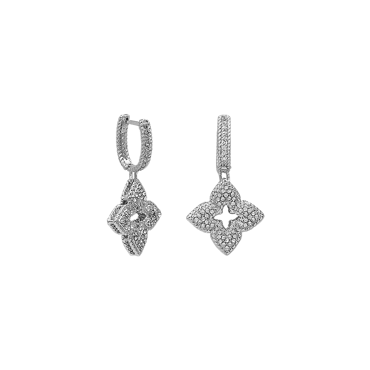 Sparkling Flower Earrings - Florabelle-Silver-The Livary