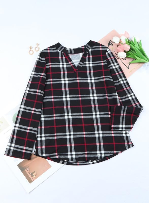 Stylish Casual Checked Ladies' Blouse - Lara-Black-S-The Livary