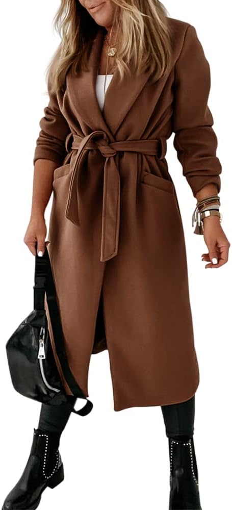 Ladies Classic Coat with Notched Collar and Open Front – Paulina-Olive green-S-The Livary
