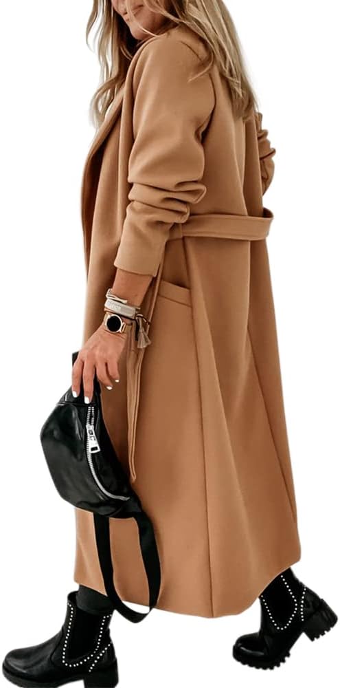 Ladies Classic Coat with Notched Collar and Open Front – Paulina-Olive green-S-The Livary
