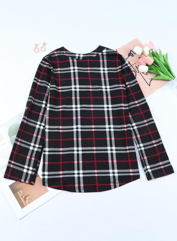 Stylish Casual Checked Ladies' Blouse - Lara-Black-S-The Livary