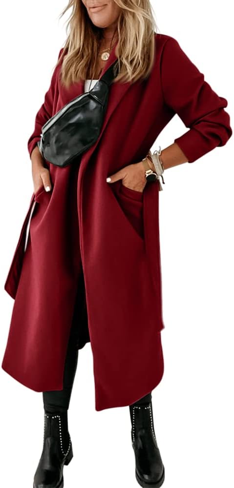 Ladies Classic Coat with Notched Collar and Open Front – Paulina-Olive green-S-The Livary