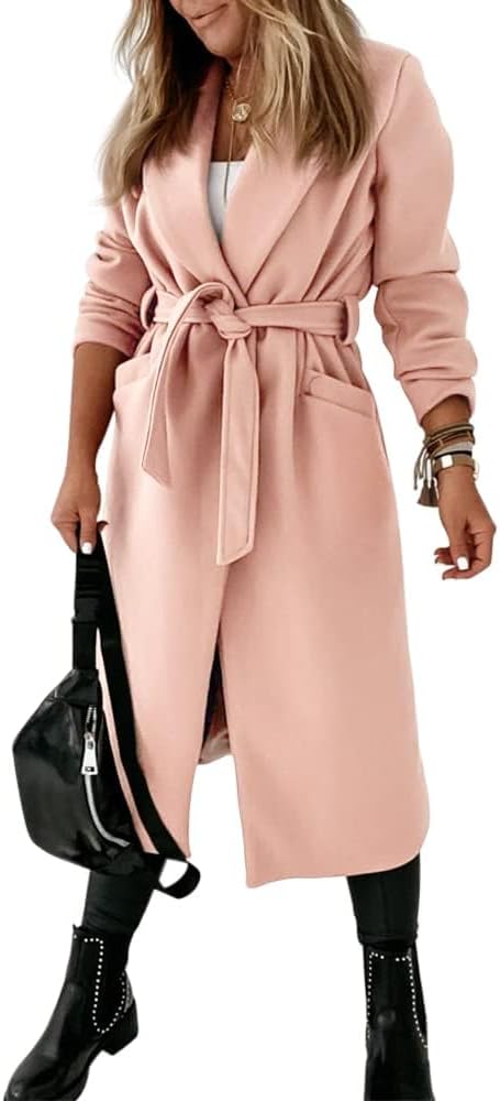 Ladies Classic Coat with Notched Collar and Open Front – Paulina-Olive green-S-The Livary