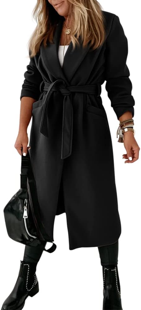 Ladies Classic Coat with Notched Collar and Open Front – Paulina-Olive green-S-The Livary