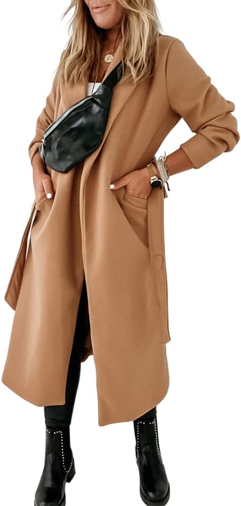 Ladies Classic Coat with Notched Collar and Open Front – Paulina-Olive green-S-The Livary