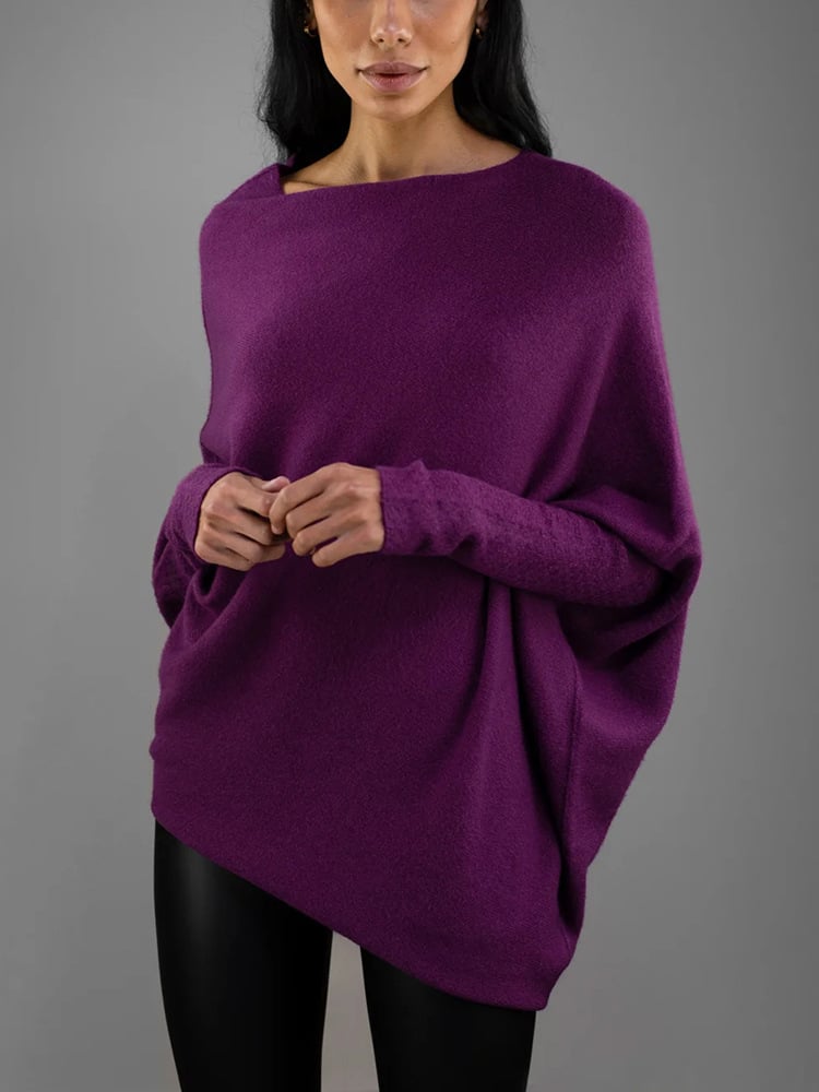 Trendy Off-Shoulder Sweater for Women - Livia-Purple-S-The Livary