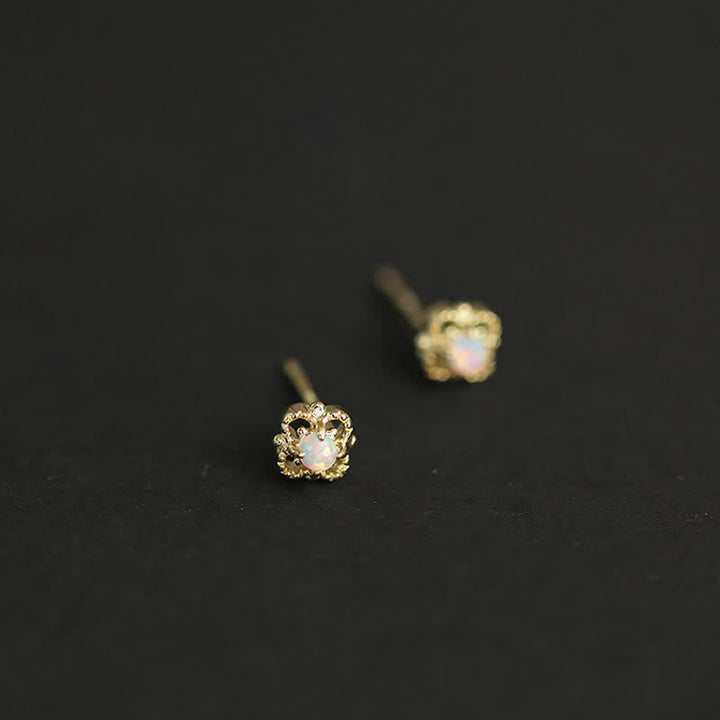 Delicate Vintage Earrings with Opal - Seraphina-Gold-The Livary