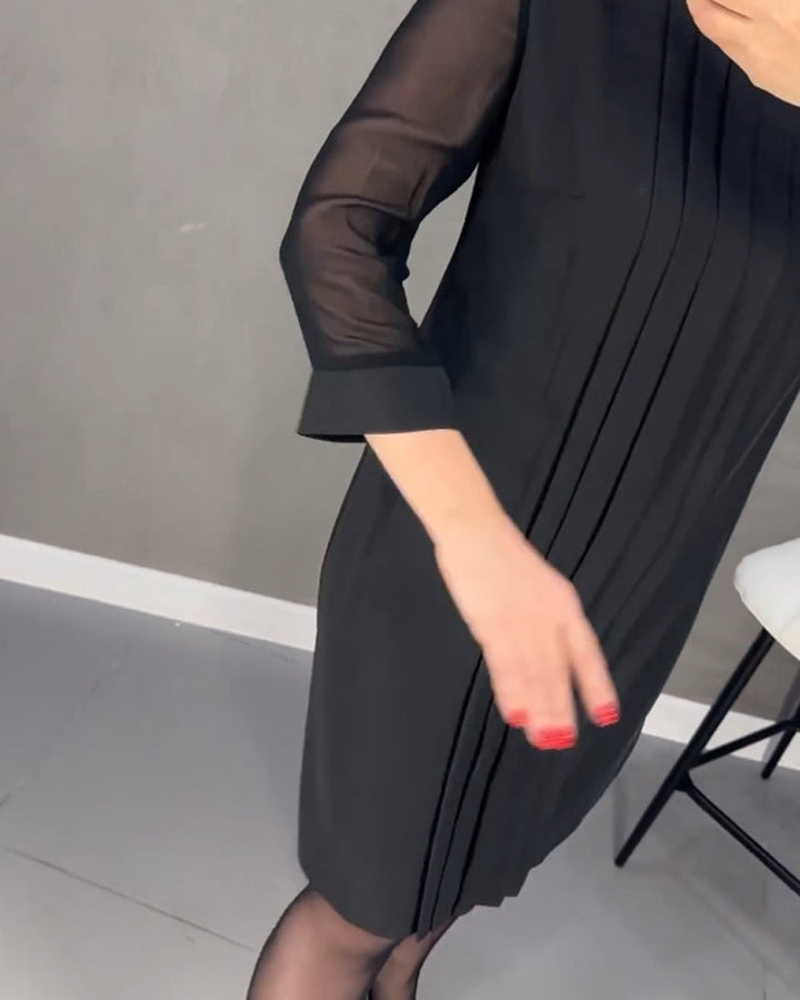 Elegant shift dress with mesh details – Gabrielle-Black-S-The Livary
