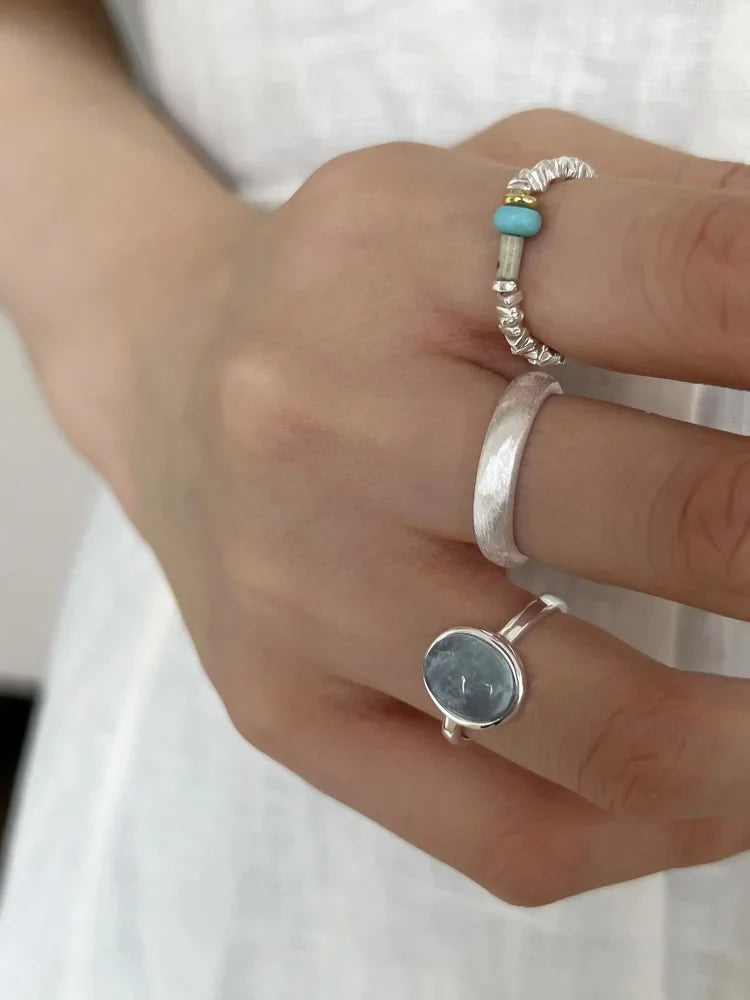 Aquamarine Silver Ring - Nerida-The Livary