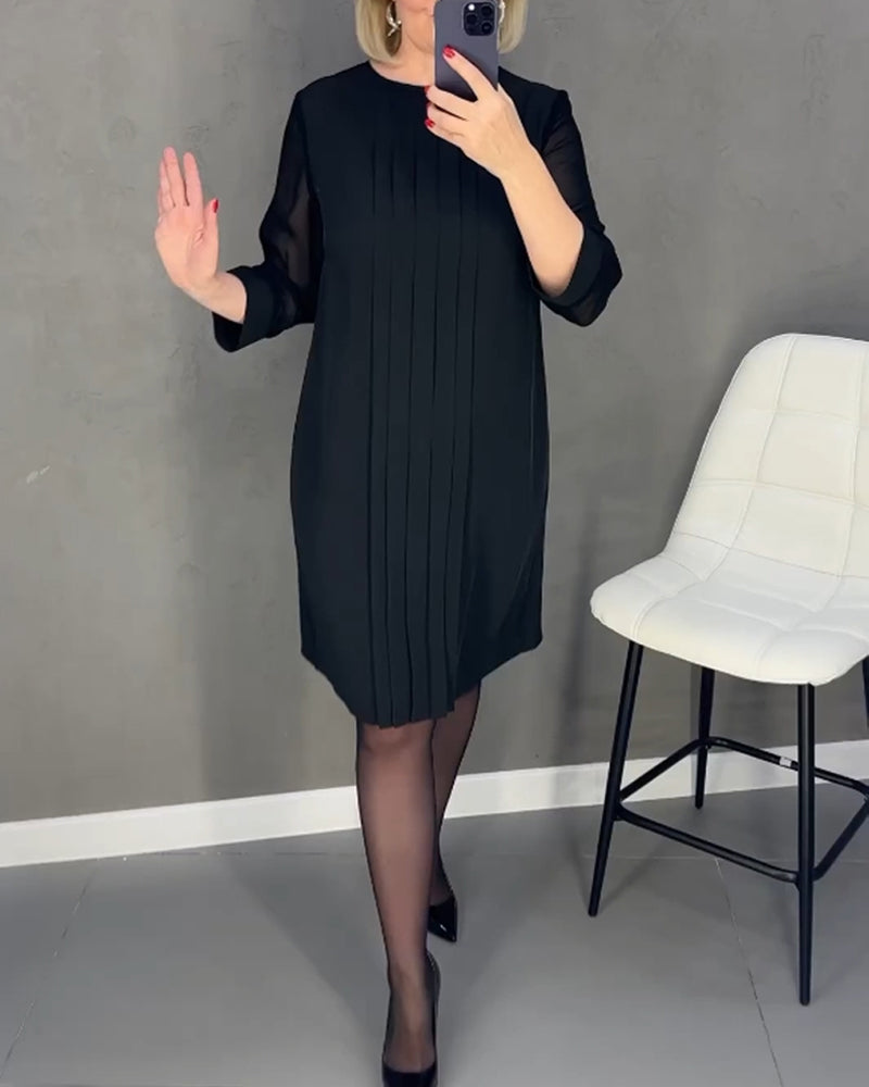Elegant shift dress with mesh details – Gabrielle-Black-S-The Livary