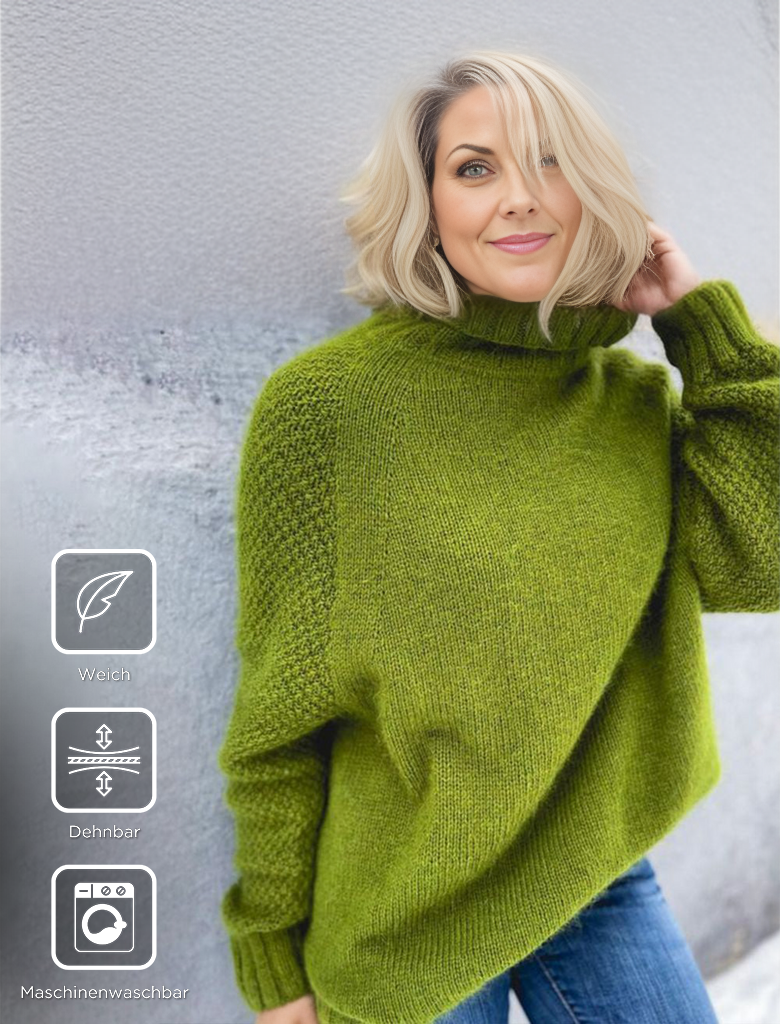 Bright Green, Oversized Knitted Turtleneck - HerbstGlanz-S (36/38)-The Livary