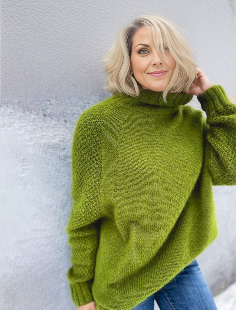Bright Green, Oversized Knitted Turtleneck - HerbstGlanz-S (36/38)-The Livary