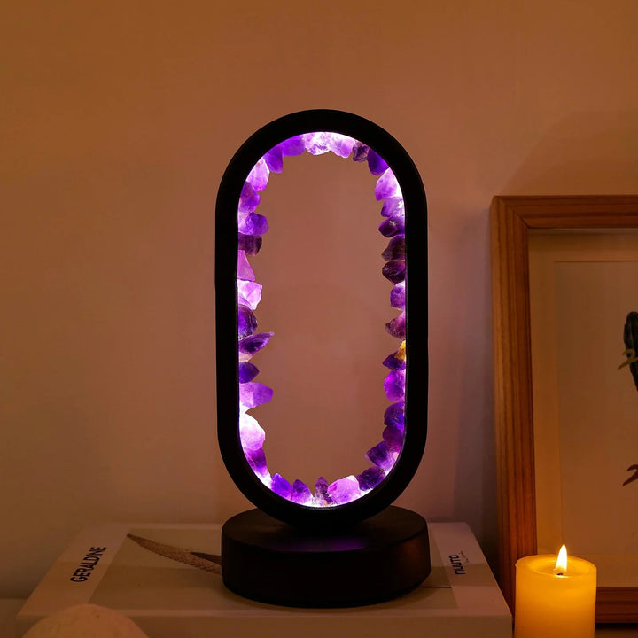 Handmade Amethyst Lamp - Serenith-Amethyst Raw Black-The Livary