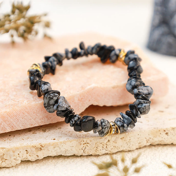 Stylish Natural Stone Crystal Beads Bracelet - Celine-Black Turquoise-The Livary